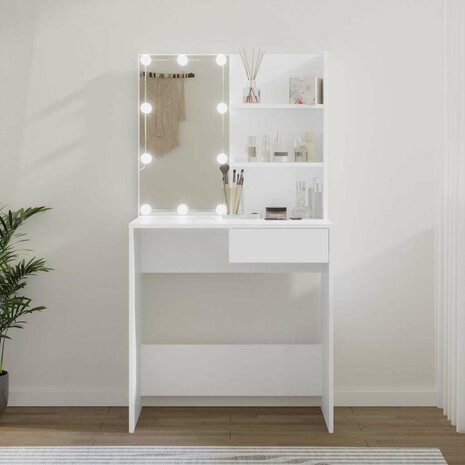 Kaptafel met LED-verlichting 74,5x40x141 cm wit 1