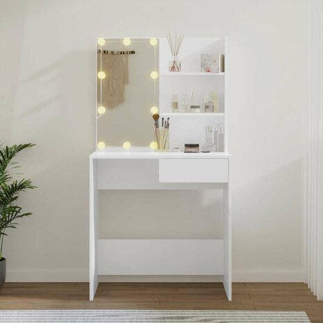 Kaptafel met LED-verlichting 74,5x40x141 cm wit 4