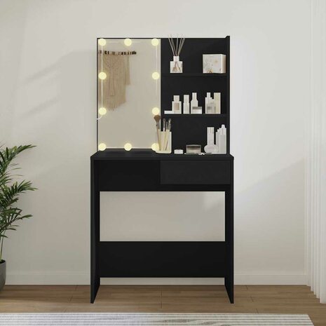 Kaptafel met LED-verlichting 74,5x40x141 cm zwart 3