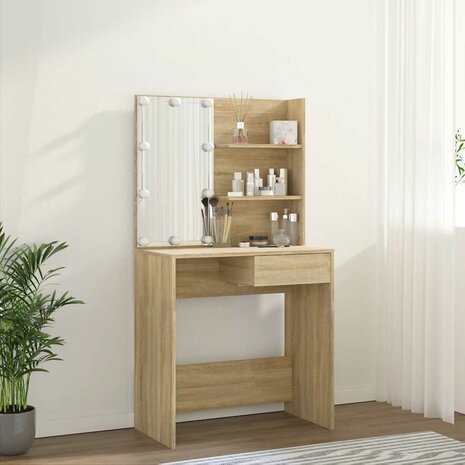 Kaptafel met LED 74,5x40x141 cm bewerkt hout sonoma eikenkleur 5