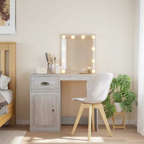Kaptafel met LED-verlichting 90x42x132,5 cm grijs sonoma 1