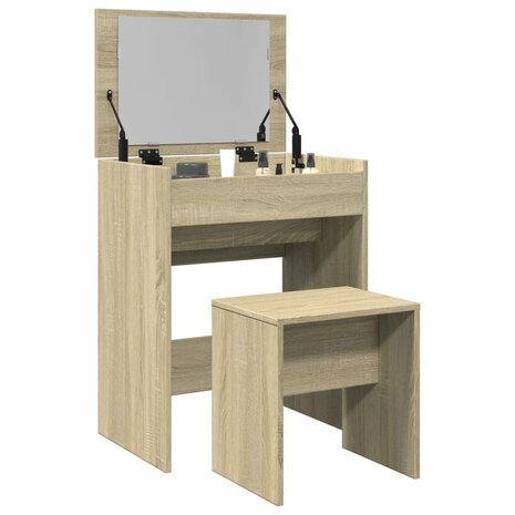 Kaptafel met krukje 60x40x113,5 cm sonoma eikenkleurig 1
