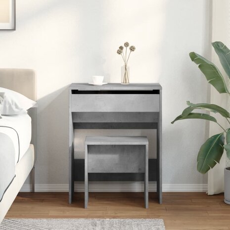 Kaptafel met krukje 60x40x113,5 cm betongrijs 3