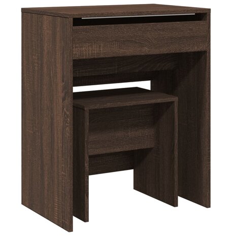 Kaptafel met krukje 60x40x113,5 cm bruin eikenkleurig 2