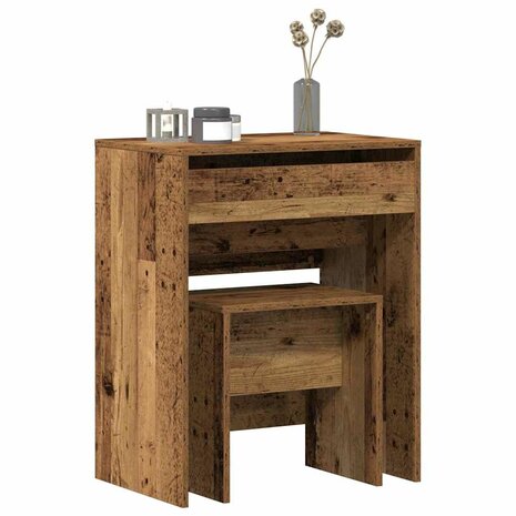 Kaptafel met lade Oud Hout 60 x 40 x 75 cm Bewerkt hout 3