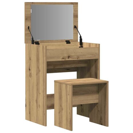 Kaptafel artisanaal eikenkleurig 60 x 40 x 75 cm Bewerkt hout 5