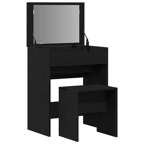 Kaptafel met lade Zwart eiken 60 x 40 x 75 cm Bewerkt hout 5