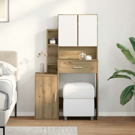 Kaptafel artisanaal eikenkleurig 80 x 35 x 132 cm Bewerkt hout 1