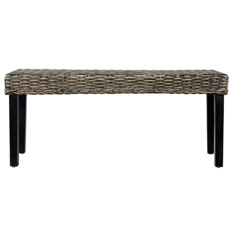 Bankje 110 cm natuurlijk kubu rattan en massief mahoniehout zwart 2