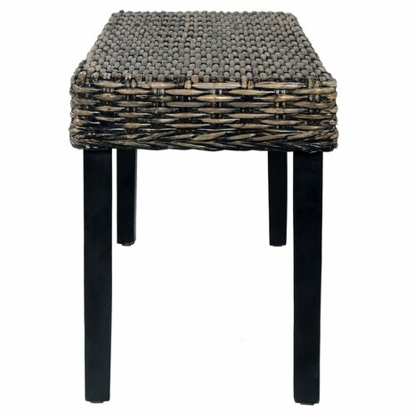 Bankje 110 cm natuurlijk kubu rattan en massief mahoniehout zwart 3