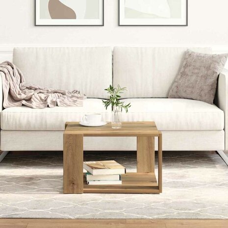 Salontafel artisanaal eikenkleurig 51.5 x 51.5 x 30 cm 1