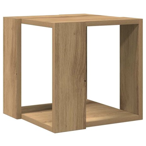Salontafel artisanaal eikenkleurig 32 x 32 x 30 cm Bewerkt hout 7