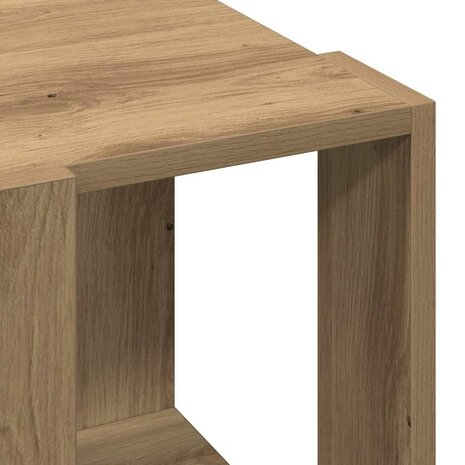 Salontafel artisanaal eikenkleurig 32 x 32 x 30 cm Bewerkt hout 8