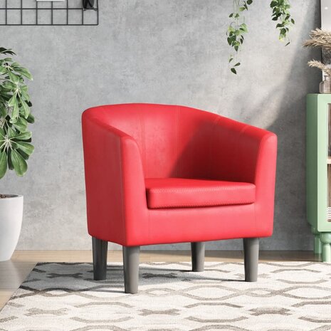 Kuipstoel kunstleer rood 1
