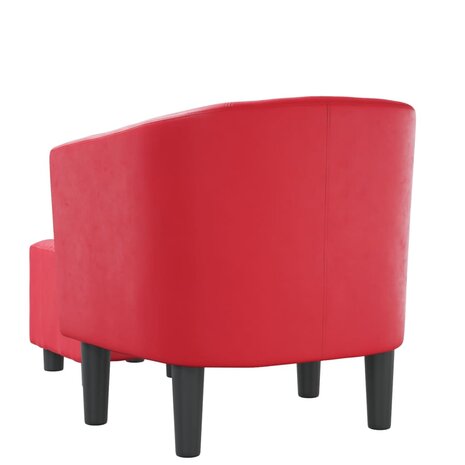 Kuipstoel met voetenbankje kunstleer rood 5