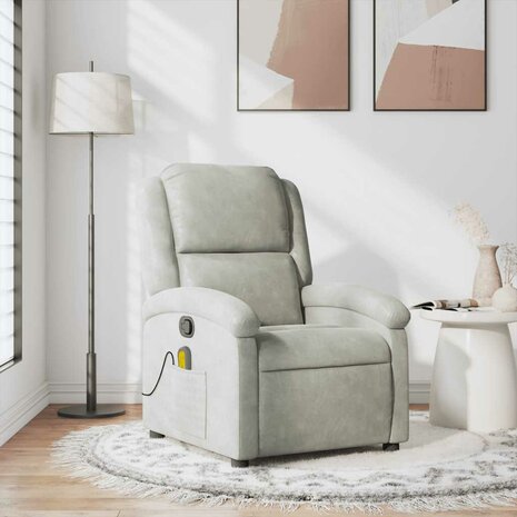 Massagestoel verstelbaar fluweel lichtgrijs 1