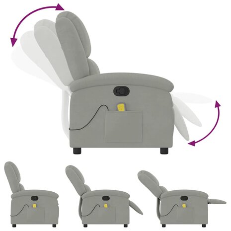 Massagestoel verstelbaar fluweel lichtgrijs 8