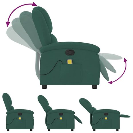 Massagestoel verstelbaar fluweel donkergroen 8