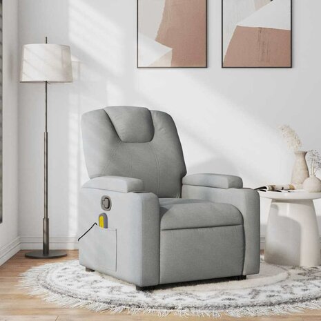 Massagestoel verstelbaar stof lichtgrijs 1