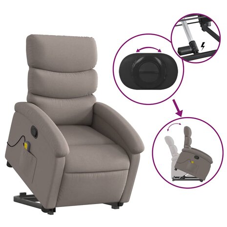 Sta-op-massagestoel verstelbaar stof taupe 6