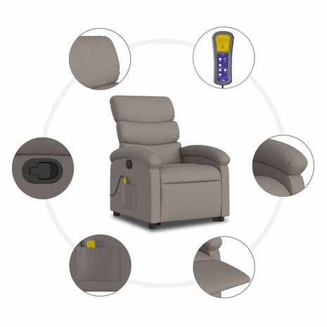 Sta-op-massagestoel verstelbaar stof taupe 8