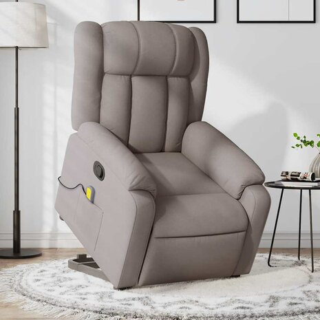 Sta-op-massagestoel verstelbaar stof taupe 1
