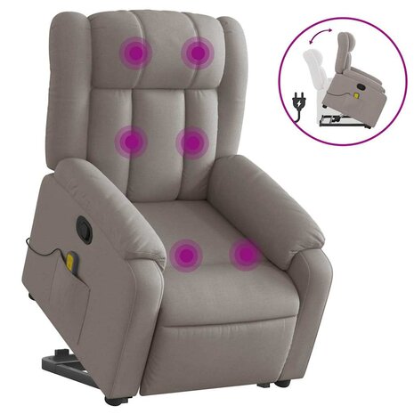 Sta-op-massagestoel verstelbaar stof taupe 2