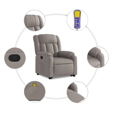 Sta-op-massagestoel verstelbaar stof taupe 8