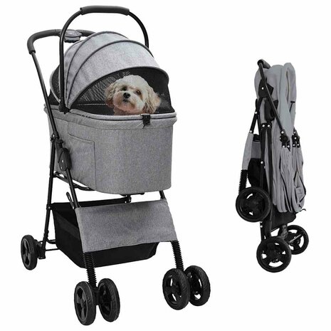 Opvouwbare Huisdierenwagen Verstelbaar Grijs 81 x 47 x 99 cm 1