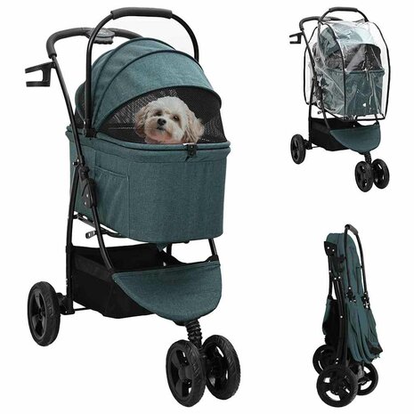 Opvouwbare Huisdierenwagen Verstelbaar Groen 78 x 54 x 101 cm 1