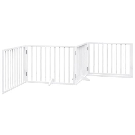Hondenhek inklapbaar met deur 4 panelen 320 cm populierhout wit 6