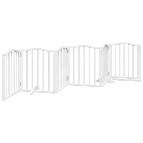 Hondenhek inklapbaar met deur 6 panelen 300 cm populierhout wit 6