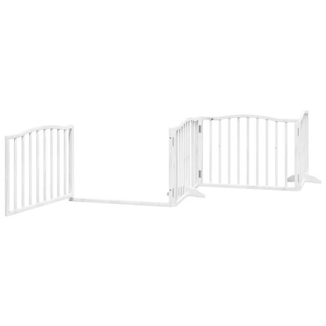 Hondenhek inklapbaar met deur 4 panelen 320 cm populierhout wit 4