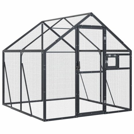 Volière 1,79x2x1,85 m aluminium antracietkleurig 2
