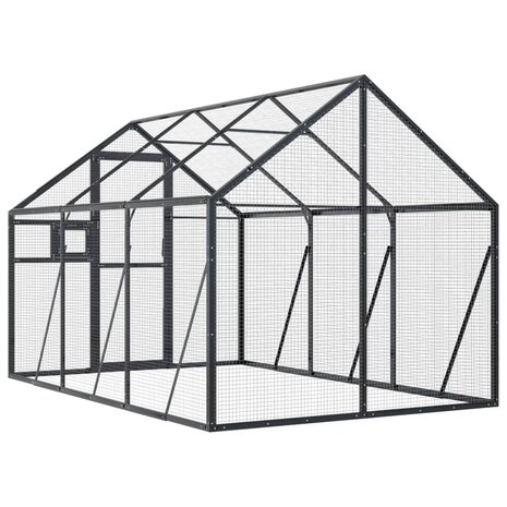 Volière 1,79x3x1,85 m aluminium antracietkleurig 5