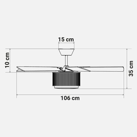 Plafondventilator Universal Blue 2009-UVT1349-23 Wit Hout 35 W 6