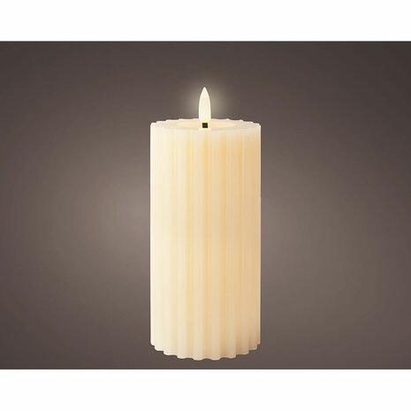 LED kaars Lumineo Crème Ø 7,5 x 17,3 cm Met reliëf (AAA) 2
