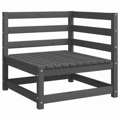 2-delige Loungeset met kussens massief grenenhout grijs 2
