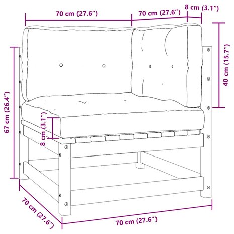 2-delige Loungeset met kussens massief grenenhout grijs 6