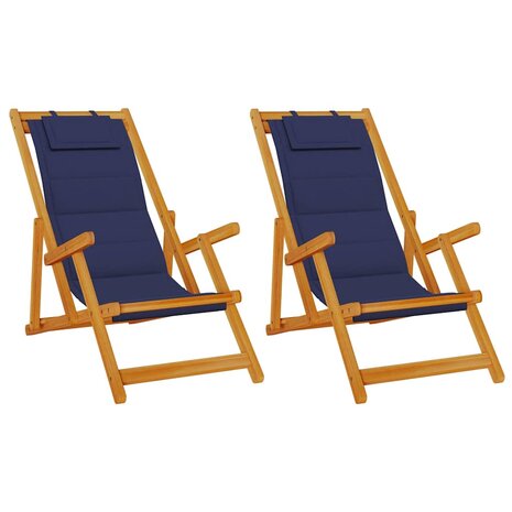 Strandstoel 2 pcs Bruin 61.5 x 123 x 82cm Massief acaciahout 2
