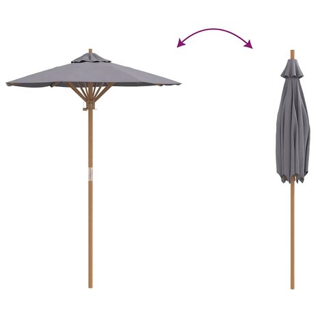 Tuinparasol Donkergrijs 150 x 150 x 210 cm Bamboe 6