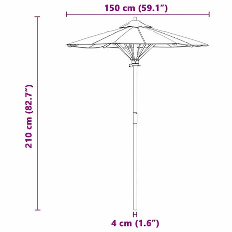 Tuinparasol Donkergrijs 150 x 150 x 210 cm Bamboe 7