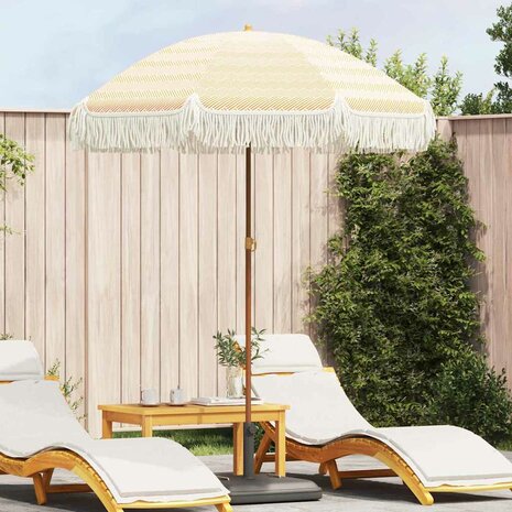 Parasol Geel en Wit Ø 160 x 195 cm Staal 1