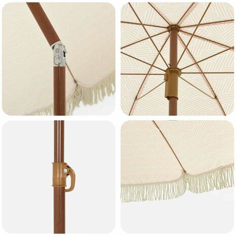 Parasol Geel en Wit Ø 160 x 195 cm Staal 5