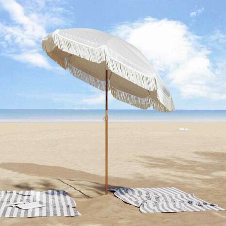 Parasol Grijs en Wit Ø 160 x 195 cm Staal 3