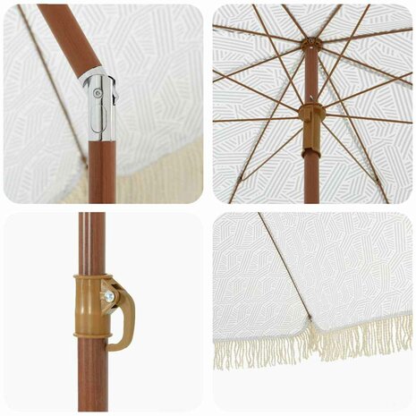Parasol Grijs en Wit Ø 160 x 195 cm Staal 5