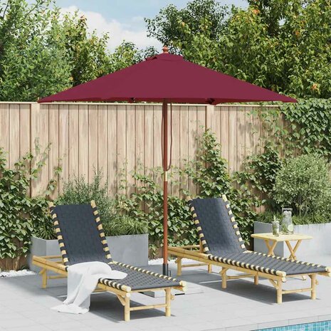 Parasol met houten paal 150x200 cm bordeauxrood 1