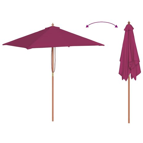 Parasol met houten paal 150x200 cm bordeauxrood 6