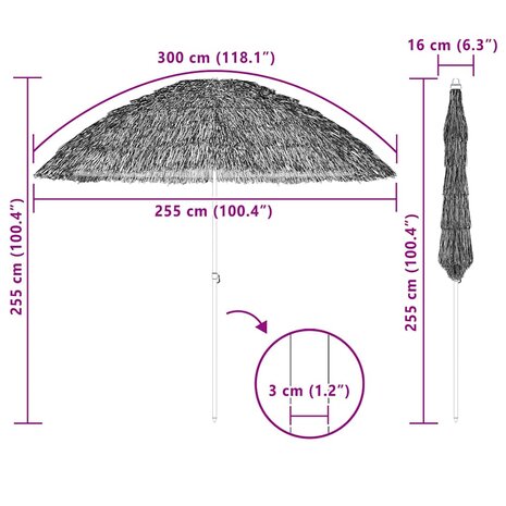Strandparasol Bruin Ø 265 x 267 cm Staal 5