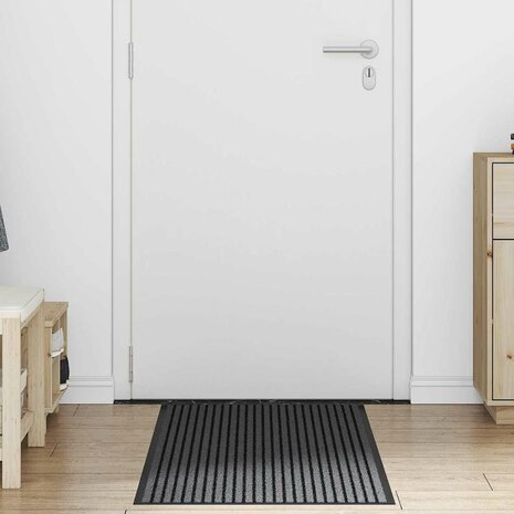 Deurmat Striped Zwart en Grijs 60 x 150 cm Polypropyleen, PVC 1